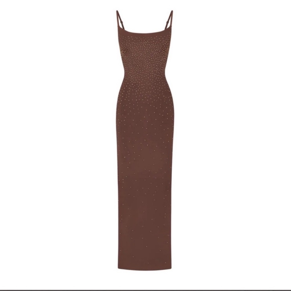 Skims X Swarovski Jelly Sheer Cami Long Dress In Cocoa New With Tags!